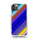 Color Lines Slanting Green Blue iPhone 11 Pro 5.8 Inch TPU UV Print Case Front