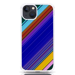 Color Lines Slanting Green Blue Iphone 13 Tpu Uv Print Case by Bangk1t