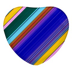 Color Lines Slanting Green Blue Heart Glass Fridge Magnet (4 Pack) by Bangk1t