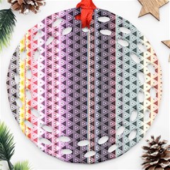 Triangle Stripes Texture Pattern Round Filigree Ornament (two Sides)