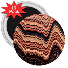 Jagged Pink Amplitude Waves 3  Magnets (10 Pack)  by Bangk1t