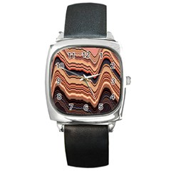 Jagged Pink Amplitude Waves Square Metal Watch