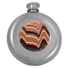 Jagged Pink Amplitude Waves Round Hip Flask (5 Oz) by Bangk1t