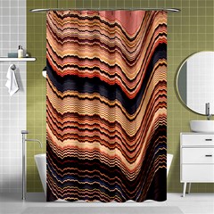 Jagged Pink Amplitude Waves Shower Curtain 48  X 72  (small)  by Bangk1t