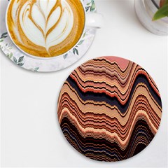 Jagged Pink Amplitude Waves Uv Print Round Tile Coaster by Bangk1t