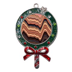 Jagged Pink Amplitude Waves Metal X mas Lollipop With Crystal Ornament by Bangk1t