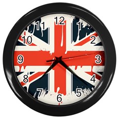 Union Jack England Uk United Kingdom London Wall Clock (black) by Bangk1t