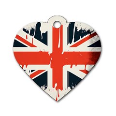 Union Jack England Uk United Kingdom London Dog Tag Heart (two Sides) by Bangk1t