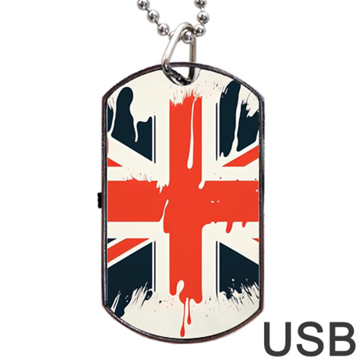 Union Jack England Uk United Kingdom London Dog Tag USB Flash (One Side)