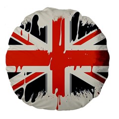 Union Jack England Uk United Kingdom London Large 18  Premium Flano Round Cushions by Bangk1t