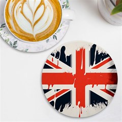 Union Jack England Uk United Kingdom London Uv Print Round Tile Coaster by Bangk1t