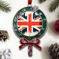 Union Jack England Uk United Kingdom London Metal X mas Lollipop With Crystal Ornament