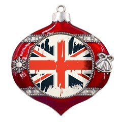 Union Jack England Uk United Kingdom London Metal Snowflake And Bell Red Ornament by Bangk1t