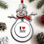 I love orange juice Metal Snowman Ornament Front