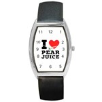 I love pear juice Barrel Style Metal Watch Front