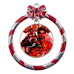 Carlos Sainz Metal Red Ribbon Round Ornament by Boster123