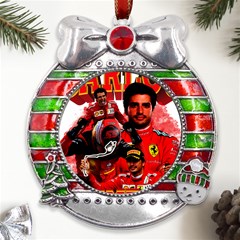 Carlos Sainz Metal X mas Ribbon With Red Crystal Round Ornament