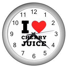 I Love Cherry Juice Wall Clock (silver) by ilovewhateva