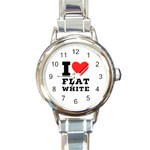 I love flat white Round Italian Charm Watch Front