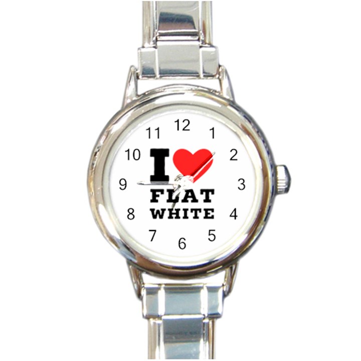 I love flat white Round Italian Charm Watch