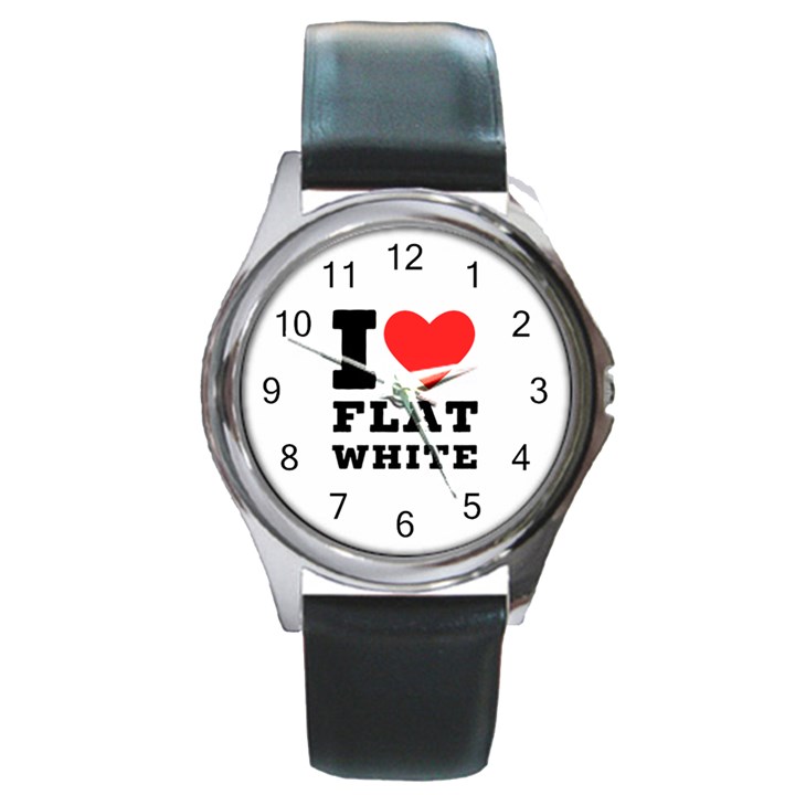 I love flat white Round Metal Watch