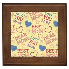 Love Mom Happy Mothers Day I Love Mom Graphic Pattern Framed Tile by Ravend