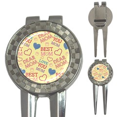 Love Mom Happy Mothers Day I Love Mom Graphic Pattern 3-in-1 Golf Divots by Ravend