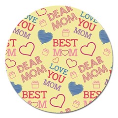 Love Mom Happy Mothers Day I Love Mom Graphic Pattern Magnet 5  (round) by Ravend