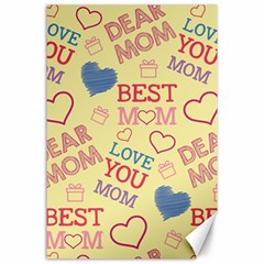 Love Mom Happy Mothers Day I Love Mom Graphic Pattern Canvas 24  X 36  by Ravend