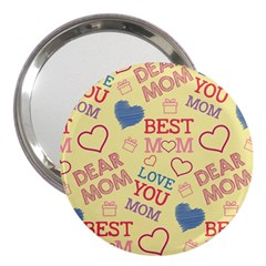 Love Mom Happy Mothers Day I Love Mom Graphic Pattern 3  Handbag Mirrors by Ravend