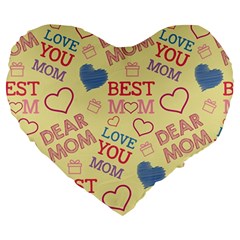 Love Mom Happy Mothers Day I Love Mom Graphic Pattern Large 19  Premium Heart Shape Cushions by Ravend