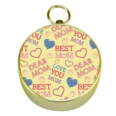 Love Mom Happy Mothers Day I Love Mom Graphic Pattern Gold Compasses by Ravend