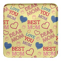 Love Mom Happy Mothers Day I Love Mom Graphic Pattern Square Glass Fridge Magnet (4 Pack)