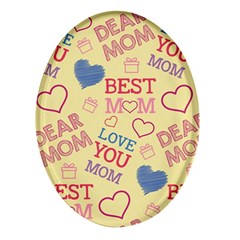 Love Mom Happy Mothers Day I Love Mom Graphic Pattern Oval Glass Fridge Magnet (4 Pack)