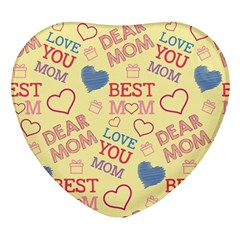 Love Mom Happy Mothers Day I Love Mom Graphic Pattern Heart Glass Fridge Magnet (4 Pack)