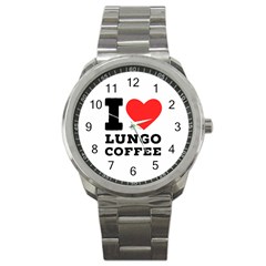 I Love Lungo Coffee  Sport Metal Watch by ilovewhateva