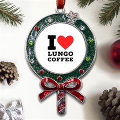 I Love Lungo Coffee  Metal X mas Lollipop With Crystal Ornament by ilovewhateva