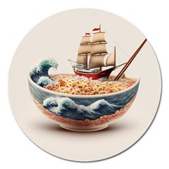 Noodles Pirate Chinese Food Food Magnet 5  (round)