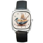 Noodles Pirate Chinese Food Food Square Metal Watch Front