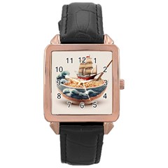 Noodles Pirate Chinese Food Food Rose Gold Leather Watch  by Ndabl3x