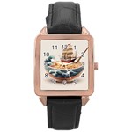 Noodles Pirate Chinese Food Food Rose Gold Leather Watch  Front