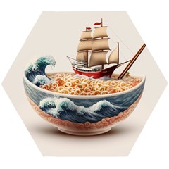 Noodles Pirate Chinese Food Food Wooden Puzzle Hexagon by Ndabl3x