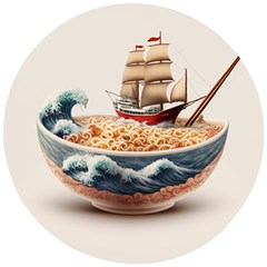 Noodles Pirate Chinese Food Food Wooden Puzzle Round by Ndabl3x