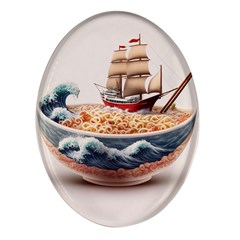 Noodles Pirate Chinese Food Food Oval Glass Fridge Magnet (4 Pack)