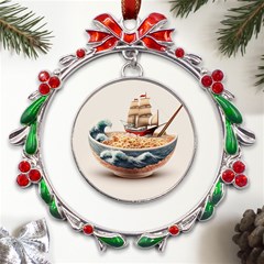 Noodles Pirate Chinese Food Food Metal X mas Wreath Ribbon Ornament