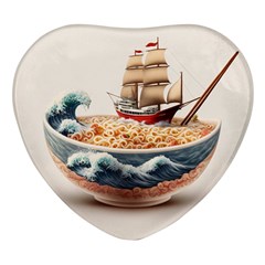 Noodles Pirate Chinese Food Food Heart Glass Fridge Magnet (4 Pack)