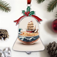 Noodles Pirate Chinese Food Food Metal Holly Leaf Bell Ornament