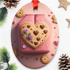 Cookies Valentine Heart Holiday Gift Love Ornament (oval) by Ndabl3x