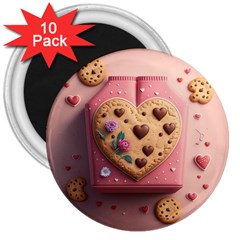 Cookies Valentine Heart Holiday Gift Love 3  Magnets (10 Pack)  by Ndabl3x