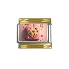 Cookies Valentine Heart Holiday Gift Love Gold Trim Italian Charm (9mm) by Ndabl3x